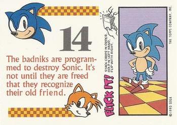 1993 Topps Sonic the Hedgehog - Flick It #14 Sonic Hedgehog Back
