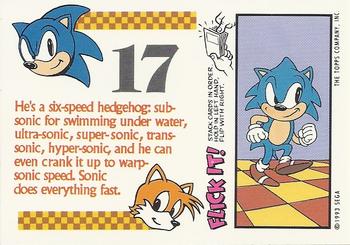 1993 Topps Sonic the Hedgehog - Flick It #17 Sonic Hedgehog Back