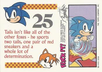 1993 Topps Sonic the Hedgehog - Flick It #25 Sonic Hedgehog Back