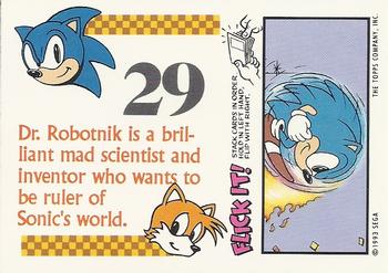 1993 Topps Sonic the Hedgehog - Flick It #29 Sonic Hedgehog Back