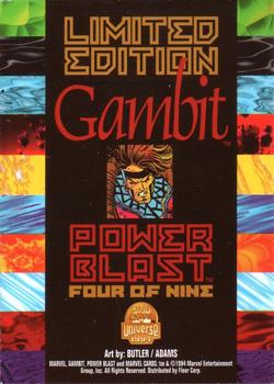 1994 Fleer Marvel Universe - Power Blast Silver #4 Gambit Back