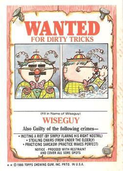 1986 Topps Garbage Pail Kids Series 4 #153b Duncan Pumpkin Back