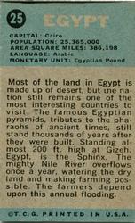 1963 Topps Flags Midgee #25 Egypt Back