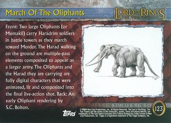 2003 Topps Lord of the Rings: The Two Towers Update #123 March of The Oliphants Back