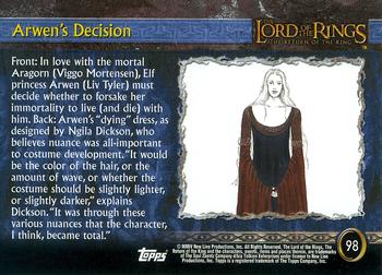 2004 Topps Lord of the Rings: The Return of the King Update #98 Arwen's Decision Back