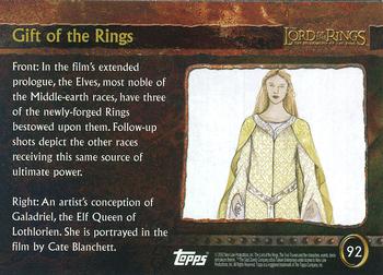 2002 Topps Lord of the Rings: The Fellowship of the Ring Update #92 Gift of the Rings Back