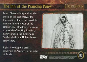 2002 Topps Lord of the Rings: The Fellowship of the Ring Update #113 The Inn of the Prancing Pony Back