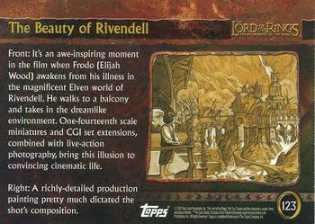 2002 Topps Lord of the Rings: The Fellowship of the Ring Update #123 The Beauty of Rivendell Back