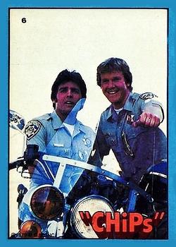 1979 Donruss CHiPs Patrol #6 Ponch and Jon (holding windshield) Front