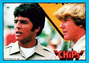1979 Donruss CHiPs Patrol #11 Ponch and Jon (by traffic sign) Front