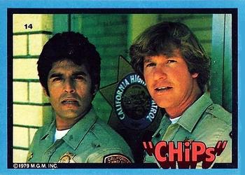 1979 Donruss CHiPs Patrol #14 Ponch and Jon (glass door) Front