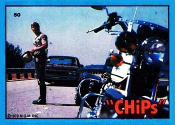 1979 Donruss CHiPs Patrol #50 Jon (standing on highway) Front