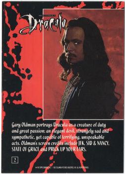 1992 Topps Bram Stoker's Dracula #2 Gary Oldman as Dracula Back