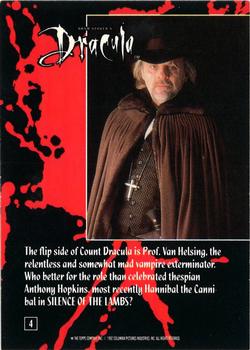 1992 Topps Bram Stoker's Dracula #4 Anthony Hopkins as Prof. Van Helsing Back