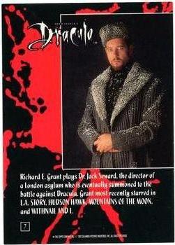 1992 Topps Bram Stoker's Dracula #7 Richard E. Grant as Dr. Jack Seward Back