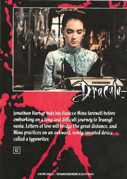 1992 Topps Bram Stoker's Dracula #12 Jonathan Harker bids his fiancee Mina f Back