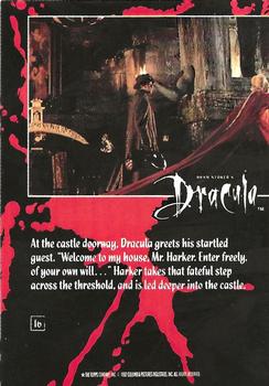 1992 Topps Bram Stoker's Dracula #16 At the castle doorway, Dracula greets h Back