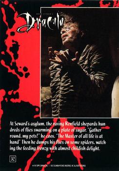 1992 Topps Bram Stoker's Dracula #32 At Seward's asylum, the raving Renfield Back