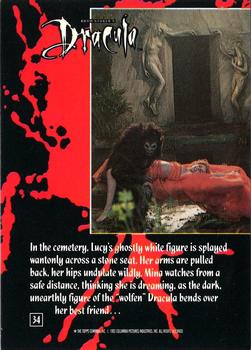 1992 Topps Bram Stoker's Dracula #34 In the cemetery, Lucy's ghostly white f Back
