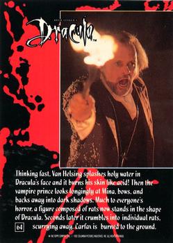 1992 Topps Bram Stoker's Dracula #64 Thinking fast, Van Helsing splashes hol Back
