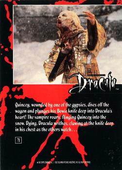 1992 Topps Bram Stoker's Dracula #71 Quincey, wounded by one of the gypsies, Back