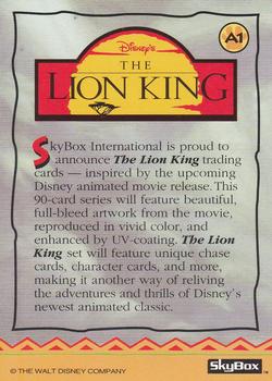 1994 SkyBox The Lion King Series 1 & 2 - Australia-Only #A1 The Lion King Back
