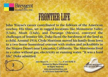 2005 Breygent John Wayne #3 Frontier Life Back