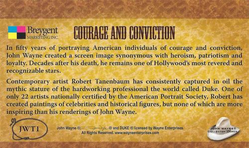 2005 Breygent John Wayne - Box Toppers #JWT1 Courage and Conviction Back