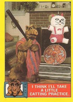 1987 O-Pee-Chee Alf #7 I think I'll take a little catting practice Front