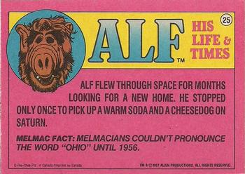 1987 O-Pee-Chee Alf #25 Siamese On Rye, Stella. Tuck In The Tail Back