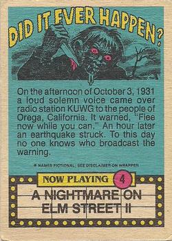 1988 O-Pee-Chee Fright Flicks #4 I Really Oughta Stop Gargling with Kerosene! Back