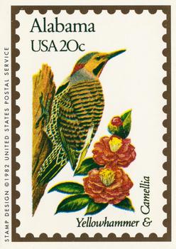 1991 Bon Air Birds and Flowers (50 States) #1 Alabama         Yellowhammer              Camellia Front