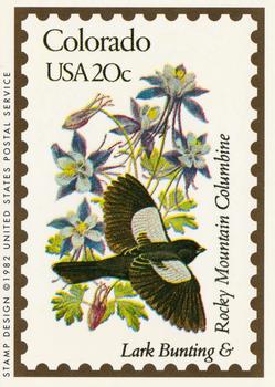 1991 Bon Air Birds and Flowers (50 States) #6 Colorado        Lark Bunting              Rocky Mountain Columbine Front