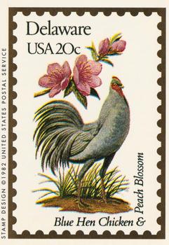 1991 Bon Air Birds and Flowers (50 States) #8 Delaware        Blue Hen Chicken          Peach Blossom Front