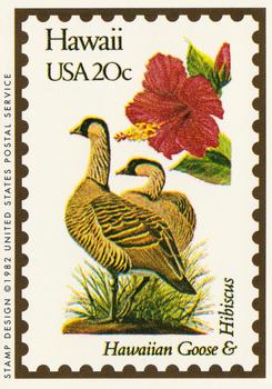1991 Bon Air Birds and Flowers (50 States) #11 Hawaii          Hawaiian goose            Hibiscus Front