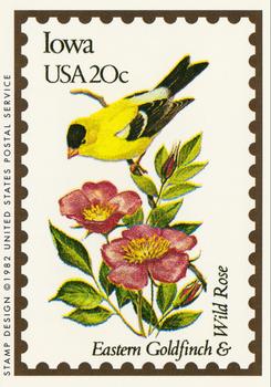 1991 Bon Air Birds and Flowers (50 States) #15 Iowa            Eastern Goldfinch         Wild Rose Front