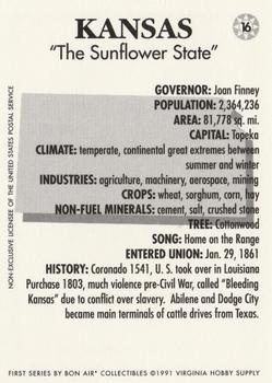 1991 Bon Air Birds and Flowers (50 States) #16 Kansas          Western Meadowlark        Sunflower Back