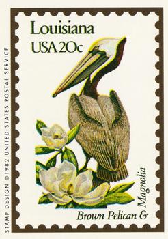 1991 Bon Air Birds and Flowers (50 States) #18 Louisians       Brown Pelican             Magnolia Front