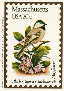 1991 Bon Air Birds and Flowers (50 States) #21 Massachusetts   Black-Capped Chickadee    Mayflower Front