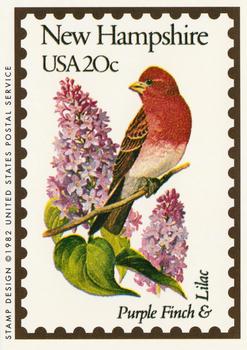 1991 Bon Air Birds and Flowers (50 States) #29 New Hampshire   Purple Finch              Lilac Front