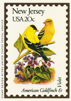 1991 Bon Air Birds and Flowers (50 States) #30 New Jersey      American Goldfinch        Violet Front