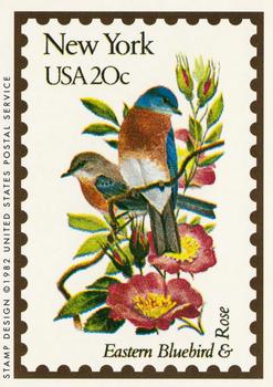 1991 Bon Air Birds and Flowers (50 States) #32 New York        Eastern Bluebird          Rose Front