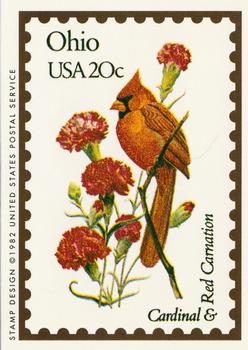 1991 Bon Air Birds and Flowers (50 States) #35 Ohio            Cardinal                  Red Carnation Front
