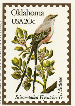 1991 Bon Air Birds and Flowers (50 States) #36 Oklahoma        Scissor-tailed Flycatcher Mistletoe Front