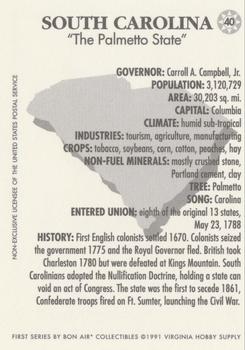 1991 Bon Air Birds and Flowers (50 States) #40 South Carolina  Carolina Wren             Carolina Jasmine Back