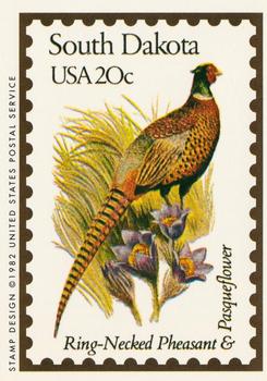1991 Bon Air Birds and Flowers (50 States) #41 South Dakota    Ring-Necked Pheasant      Pasqueflower Front