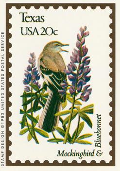 1991 Bon Air Birds and Flowers (50 States) #43 Texas           Mockingbird               Bluebonnet Front