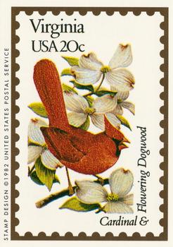 1991 Bon Air Birds and Flowers (50 States) #46 Virginia        Cardinal                  Flowering Dogwood Front
