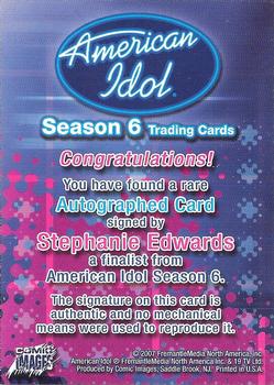 2007 Comic Images American Idol Season 6 - Autographs #NNO Stephanie Edwards Back