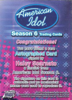 2007 Comic Images American Idol Season 6 - Autographs #NNO Haley Scarnato Back